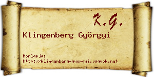 Klingenberg Györgyi névjegykártya
